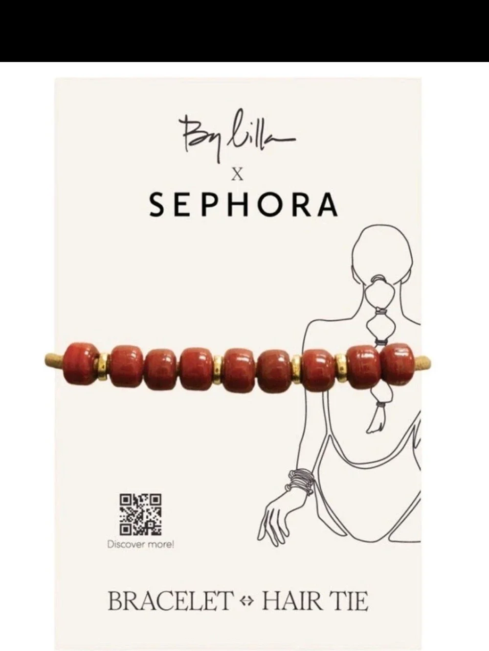Sephora x By Lilla Red Beaded Bracelet Hair Tie Brand New Sealed